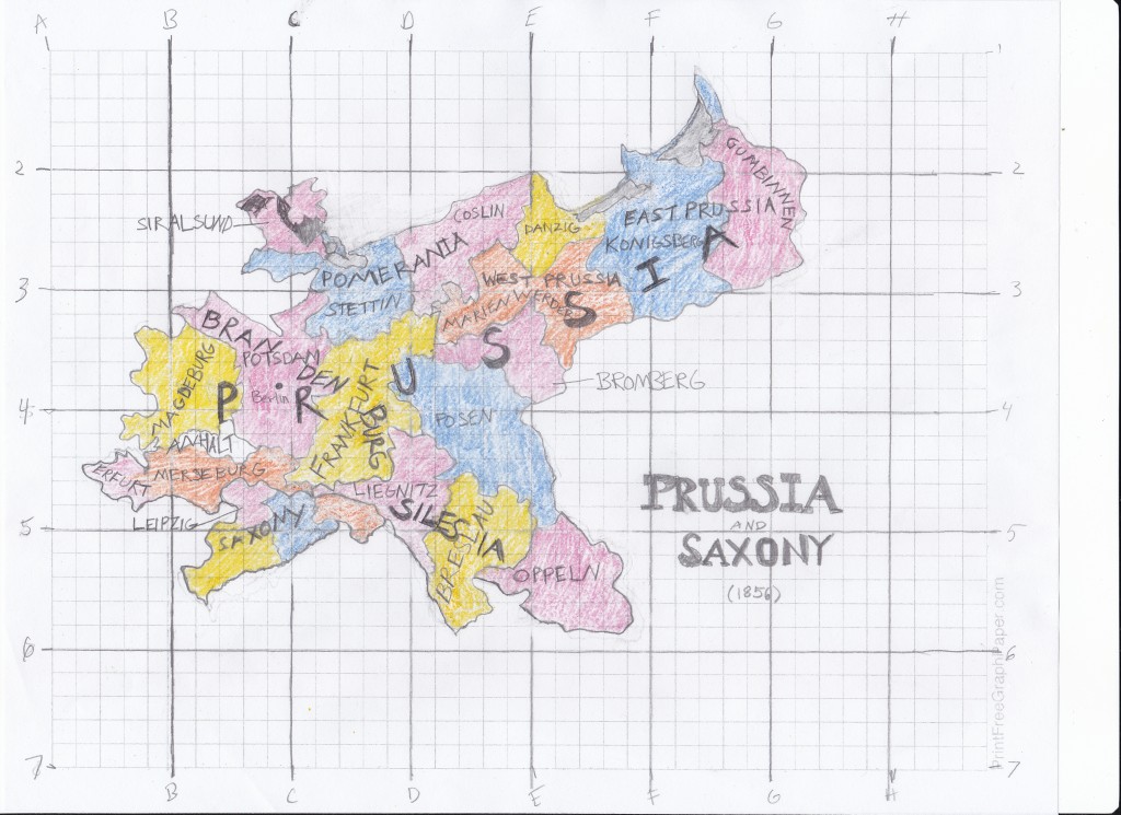 My hand drawn map of 1856 Map of Prussia